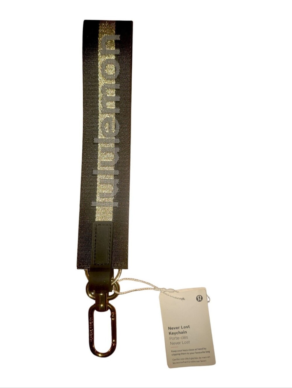 Lululemon Never Lost Keychain Black & Gold